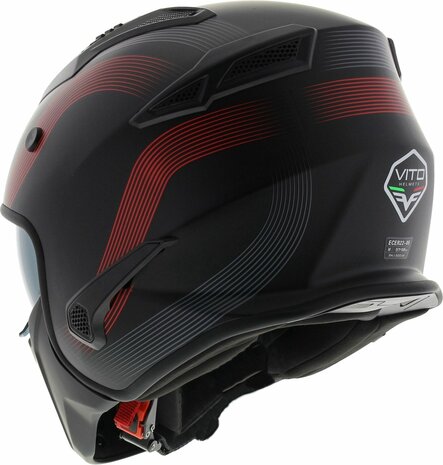 HELM VITO JET BRUZANO MAT ZWART MET ROOD