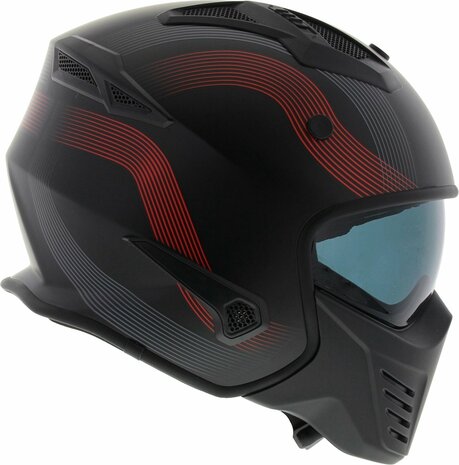 HELM VITO JET BRUZANO MAT ZWART MET ROOD