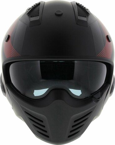 HELM VITO JET BRUZANO MAT ZWART MET ROOD