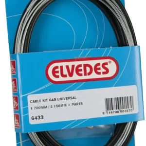 Gaskabel elvedes lang teflon 2.25m binnen+buiten 49 draads zwart