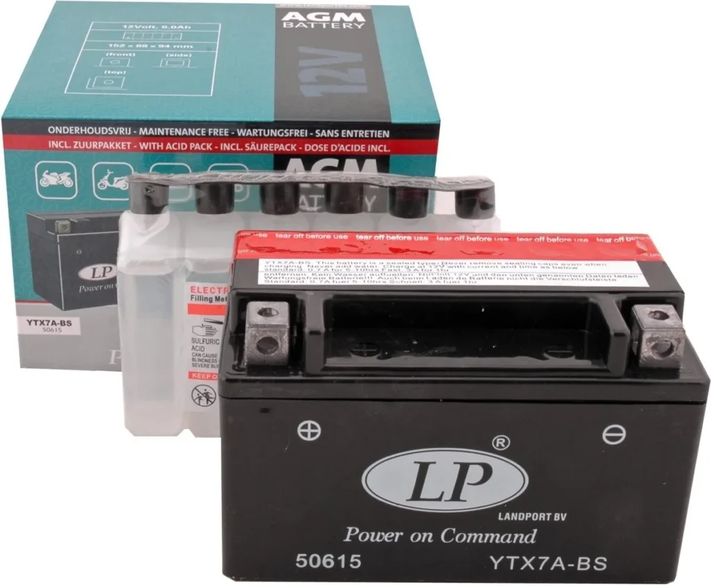 Accu YTX7A-BS onderhoudsvrij, inclusief zuurpakket