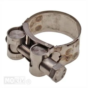 Uitlaatklem bocht 36-39mm (20mm) m8 rvs