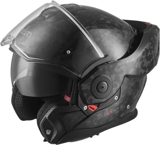 Stradale Forged Carbon Motorhelm Systeemhelm met Zonnevizier 180º Verstelbare Integraalhelm MAAT M